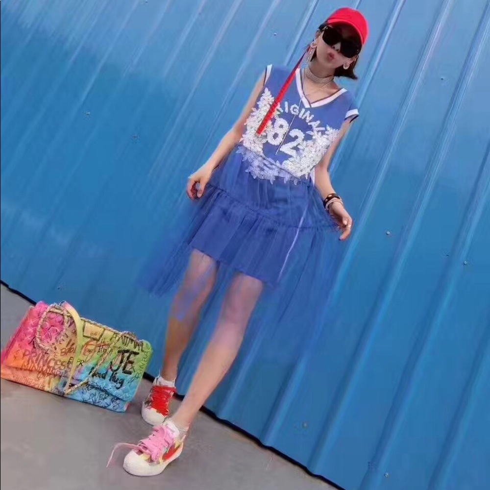 blue lace dress (leisure style)